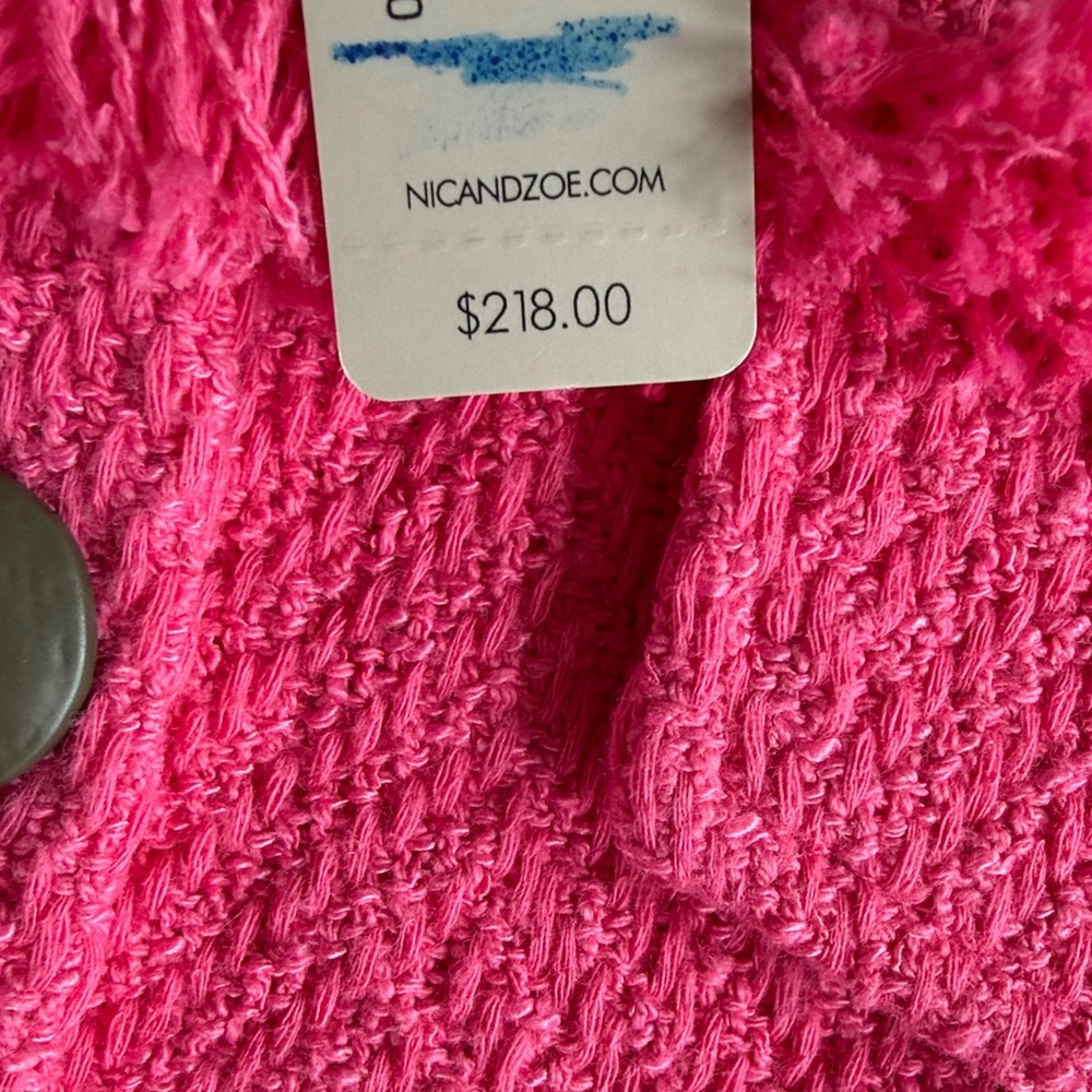 NIC+ZOE Bright Pink Fringe Knit Blazer Jacket size S - Picture 3 of 4